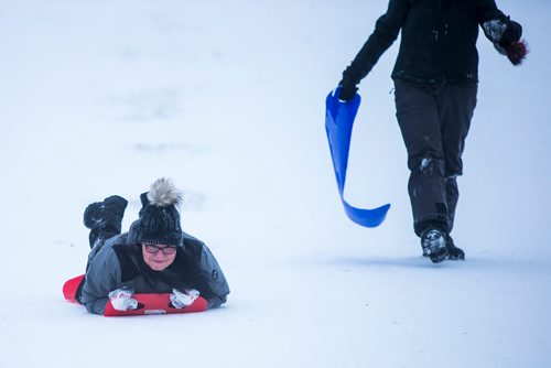MIKAELA MACKENZIE / WINNIPEG FREE PRESS
Tamelynn Silver toboggans at West View Park in Winnipeg on Wednesday, Dec. 26, 2018.
Winnipeg Free Press 2018.