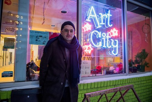 DAVID LIPNOWSKI / WINNIPEG FREE PRESS

Managing Director for Art City, Josh Ruth, at Art City Wednesday December 26, 2018. A break in overnight resulted in the theft of the digital archives of all past kids work, as well as electronics and cameras. Art City is hoping the digital archive will be returned.