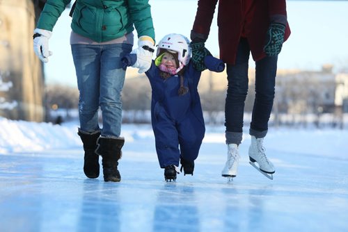 RUTH BONNEVILLE / WINNIPEG FREE PRESS

Cora Newsom (11/2yrs), learns to skate with the help of her mom Judith (left, green) and auntie, Rebekah Friesen (red), on the newly opened Red River Mutual Trail on the Assiniboine River, Friday.  

The first section of the trail opened Friday and afternoon hopes that further extensions to the trail can be open in the coming week.   

Dec 287th,  2018