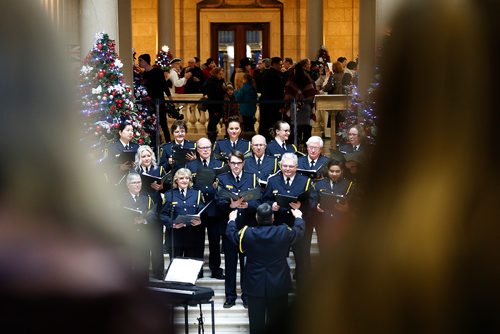 JOHN WOODS / WINNIPEG FREE PRESS
People watch the Winnipeg Police Service Choir at the Lieutenant Governor's New Year's Levee at the Manitoba Legislature Tuesday, January 1, 2019.