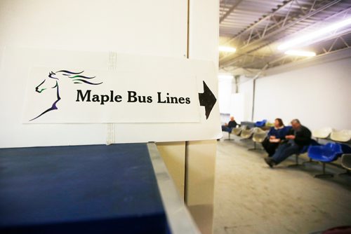 JOHN WOODS / WINNIPEG FREE PRESS
Riders wait for their bus to Thompson at the Maple Bus Lines (MBL) depot on Sherbrook St in Winnipeg Tuesday, January 1, 2019. MBL now serves northern communities after Greyhound stopped all service.