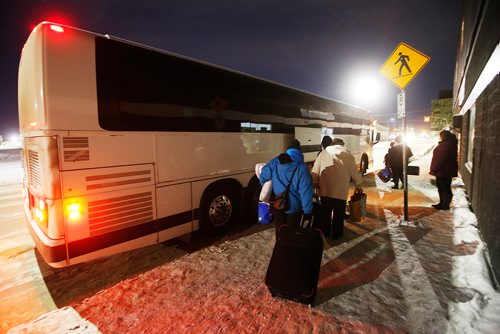 JOHN WOODS / WINNIPEG FREE PRESS
Riders load their bus to the Pas outside the Maple Bus Lines (MBL) depot on Sherbrook St in Winnipeg Tuesday, January 1, 2019. MBL now serves northern communities after Greyhound stopped all service.
