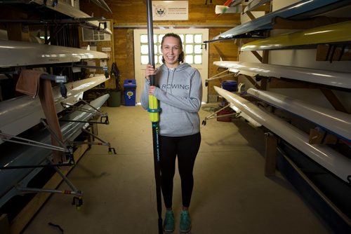 MIKE DEAL / WINNIPEG FREE PRESS
Old Dominion University rower Justine Gillert at the Winnipeg Rowing Club.
190103 - Thursday, January 03, 2019.