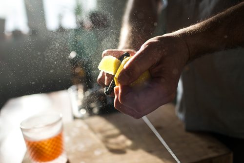 MIKAELA MACKENZIE / WINNIPEG FREE PRESS
Josey Krahn makes an old fashioned at his home bar in Winnipeg on Thursday, Jan. 3, 2019. 
Winnipeg Free Press 2018.