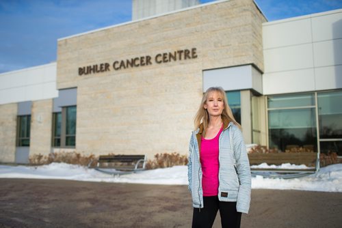 MIKAELA MACKENZIE / WINNIPEG FREE PRESS
Jennifer Zyla, who goes for Herceptin infusions every 3 weeks to keep her breast cancer from returning and is worried that the pumps used to administer it are beyond their inspection due date, poses for a photo at the Buhler Cancer Centre in Winnipeg on Thursday, Jan. 3, 2019. 
Winnipeg Free Press 2018.