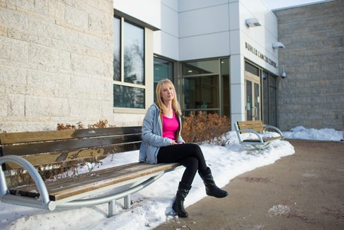 MIKAELA MACKENZIE / WINNIPEG FREE PRESS
Jennifer Zyla, who goes for Herceptin infusions every 3 weeks to keep her breast cancer from returning and is worried that the pumps used to administer it are beyond their inspection due date, poses for a photo at the Buhler Cancer Centre in Winnipeg on Thursday, Jan. 3, 2019. 
Winnipeg Free Press 2018.