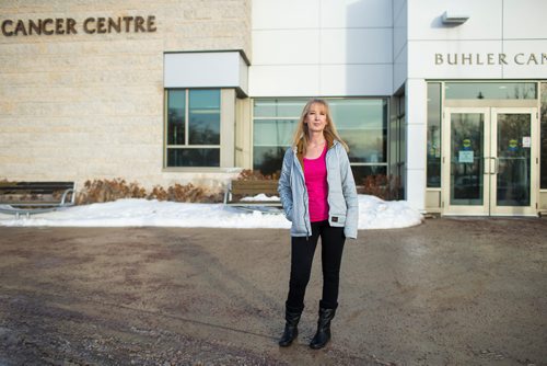 MIKAELA MACKENZIE / WINNIPEG FREE PRESS
Jennifer Zyla, who goes for Herceptin infusions every 3 weeks to keep her breast cancer from returning and is worried that the pumps used to administer it are beyond their inspection due date, poses for a photo at the Buhler Cancer Centre in Winnipeg on Thursday, Jan. 3, 2019. 
Winnipeg Free Press 2018.