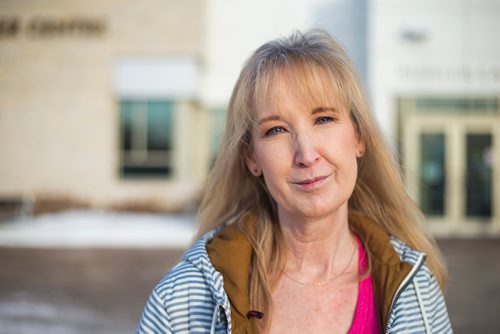 MIKAELA MACKENZIE / WINNIPEG FREE PRESS
Jennifer Zyla, who goes for Herceptin infusions every 3 weeks to keep her breast cancer from returning and is worried that the pumps used to administer it are beyond their inspection due date, poses for a photo at the Buhler Cancer Centre in Winnipeg on Thursday, Jan. 3, 2019. 
Winnipeg Free Press 2018.