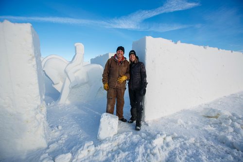 MIKE DEAL / WINNIPEG FREE PRESS
Clint and Angie Masse who own A Maze in Corn near St. Adolphe have constructed a maze made of snow they hope will break a world record.
190104 - Friday, January 04, 2019.