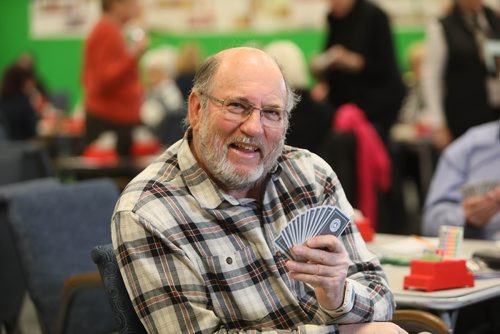 RUTH BONNEVILLE / WINNIPEG FREE PRESS

Story for Sunday feature: Bridge players build community around card tables at Soul Sanctuary church.
 
Set of action shots of people playing pool Wednesday afternoon.  

Photo of John Hindle.  

See Brenda Suderman story. 

 Jan 02, 2019 
