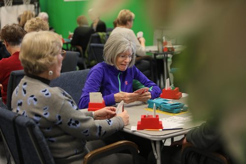 RUTH BONNEVILLE / WINNIPEG FREE PRESS

Story for Sunday feature: Bridge players build community around card tables at Soul Sanctuary church.
 
Set of action shots of people playing pool Wednesday afternoon.  

Photo of Brenlee Werner playing bridge.  

See Brenda Suderman story. 

 Jan 02, 2019 

