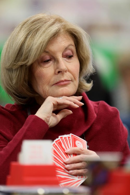 RUTH BONNEVILLE / WINNIPEG FREE PRESS

Story for Sunday feature: Bridge players build community around card tables at Soul Sanctuary church.
 
Set of action shots of people playing pool Wednesday afternoon.  

Photo of Sally Shuckette. 

See Brenda Suderman story. 

 Jan 02, 2019 

