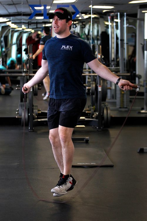 PHIL HOSSACK / WINNIPEG FREE PRESS - Alastair Hopper, personal trainer and owner of Flex Fitness skips in his gym Saturday. See story. January 5, 2019