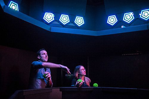 MIKAELA MACKENZIE / WINNIPEG FREE PRESS
Adam (left) and Megan Schmidt, co-owner, previews the Activate Games real-life video game space in Winnipeg on Tuesday, Jan. 8, 2019. 
Winnipeg Free Press 2018.