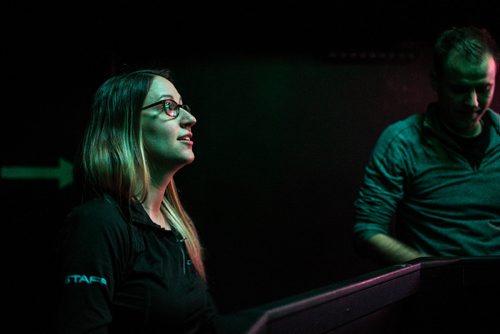 MIKAELA MACKENZIE / WINNIPEG FREE PRESS
Megan (left) and Adam Schmidt, co-owners, preview the Activate Games real-life video game space in Winnipeg on Tuesday, Jan. 8, 2019. 
Winnipeg Free Press 2018.