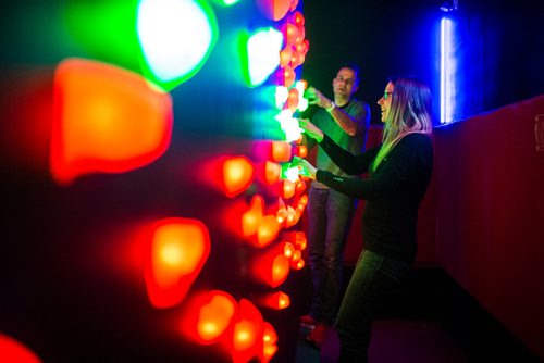 MIKAELA MACKENZIE / WINNIPEG FREE PRESS
Megan (right) and Adam Schmidt, co-owners, preview the Activate Games real-life video game space in Winnipeg on Tuesday, Jan. 8, 2019. 
Winnipeg Free Press 2018.