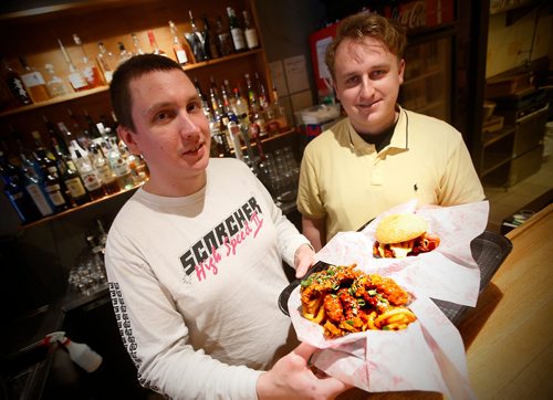 JOHN WOODS / WINNIPEG FREE PRESS
The Handsome Daughter/Magic Bird Fried Chicken chef Mike O'Connell, left, and general manager Mischa Decter are photographed Tuesday, January 8, 2019.