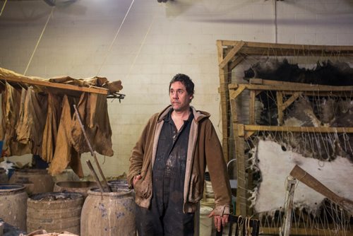 MIKAELA MACKENZIE / WINNIPEG FREE PRESS
Carl Froese, owner of Manitoba Buckskin, poses for a portrait in his workspace after being robbed of traditional family heirlooms and shop equipment overnight in Winnipeg on Wednesday, Jan. 9, 2019. 
Winnipeg Free Press 2018.