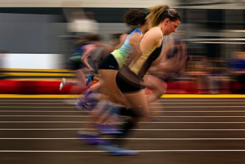 PHIL HOSSACK / Winnipeg Free Press - Eva Jensen and the rest of her field get off their starting blocks in a blur of speed Wednesday evening as the   January 9, 2019.