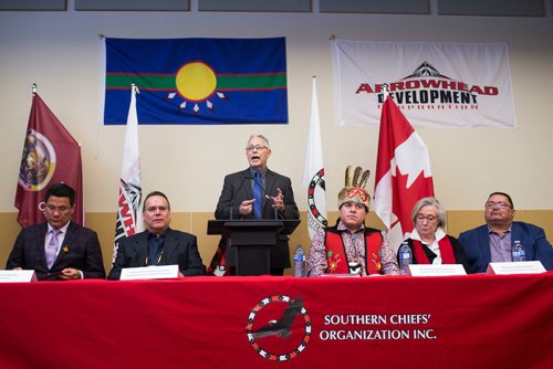 MIKAELA MACKENZIE / WINNIPEG FREE PRESS
William Ashton, director of the Rural Development Institute at Brandon University, speaks at a press conference to launch the results of a report, which quantifies the economic contributions of First Nations in Manitoba, in Winnipeg on Thursday, Jan. 10, 2019. 
Winnipeg Free Press 2018.