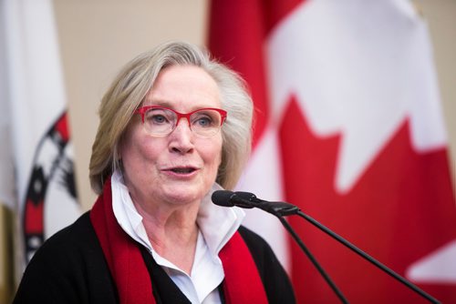 MIKAELA MACKENZIE / WINNIPEG FREE PRESS
Carolyn Bennett, Minister of Indigenous-Crown Relations, speaks at a press conference to launch the results of a report, which quantifies the economic contributions of First Nations in Manitoba, in Winnipeg on Thursday, Jan. 10, 2019. 
Winnipeg Free Press 2018.