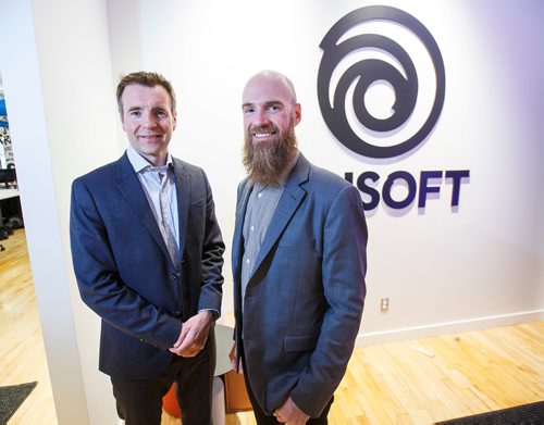 MIKE DEAL / WINNIPEG FREE PRESS
The new Ubisoft studio in Winnipeg at 250 McDermott Avenue is open with twenty-five programers, engineers, and artists. Yannis Mallat (left), CEO of Ubisoft Canadian Studios and Darryl Long (right), Managing Director of Ubisoft Winnipeg. 
190110 - Thursday, January 10, 2019.