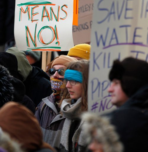 PHIL HOSSACK / WINNIPEG FREE PRESS - Some of the thousand plus crowd gathered at Portage and Main Thursday. See Kevin Rollason's story. January 10, 2019