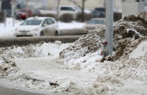 TREVOR HAGAN / WINNIPEG FREE PRESS
A memorial at the corner of Maroons Road and St. James Street, Monday, January 14, 2019.