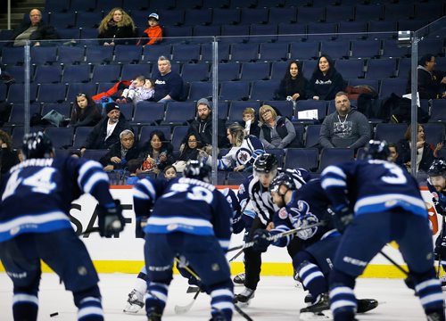 JOHN WOODS / WINNIPEG FREE PRESS
It was sparse crowd watching the Manitoba Moose and Milwaukee Admirals AHL action in Winnipeg on Monday, January 14, 2019.