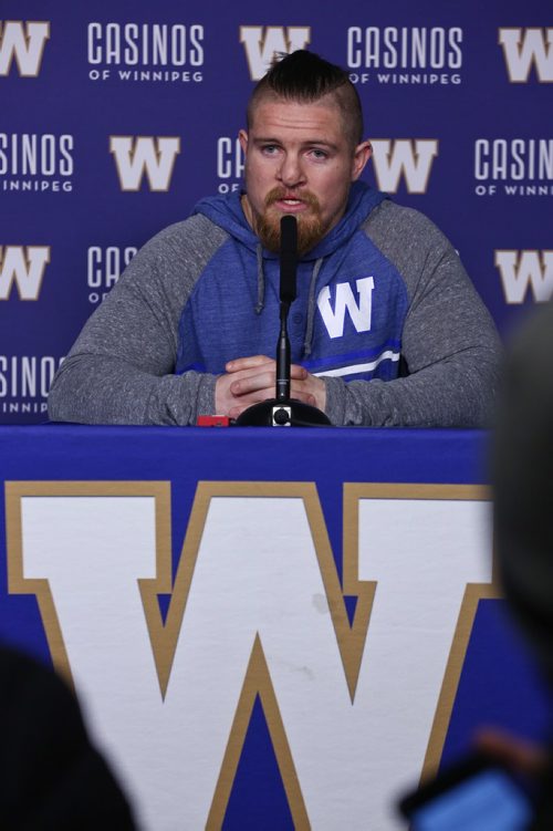 MIKE DEAL / WINNIPEG FREE PRESS
Winnipeg Blue Bomber linebacker Adam Bighill signed a three-year contract extension Tuesday. Bighill was to become a free agent next month and was named the CFLs Most Outstanding Defensive Player in 2018. 
20190115 - Tuesday, January 15, 2019