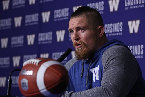 MIKE DEAL / WINNIPEG FREE PRESS
Winnipeg Blue Bomber linebacker Adam Bighill signed a three-year contract extension Tuesday. Bighill was to become a free agent next month and was named the CFLs Most Outstanding Defensive Player in 2018. 
20190115 - Tuesday, January 15, 2019