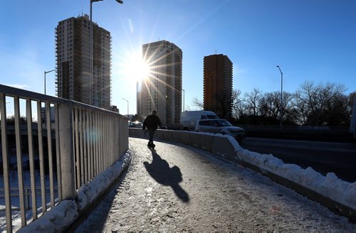 RUTH BONNEVILLE / WINNIPEG FREE PRESS

Photos of a pedestrian making their way over the Osborne  Bridge for story on announcement that The Winnipeg Foundation plans on funding the construction of a new pedestrian and bicycle bridge across the Assiniboine River between the park that is midway between Osborne and Donald on River Avenue and the other side.

More info - Winnipeg Foundation
Giving city $5 million worth of money so it can renovate the citys archive building (former Carnegie library on William Avenue) and build a new pedestrian and bicycle bridge across the Assiniboine River between the park that is midway between Osborne and Donald on River Avenue and the other side. They want the projects done by 2021, the 100th anniversary of The Winnipeg Foundation.

See Kevin Roll-on story


Jan 15th, 2019 
