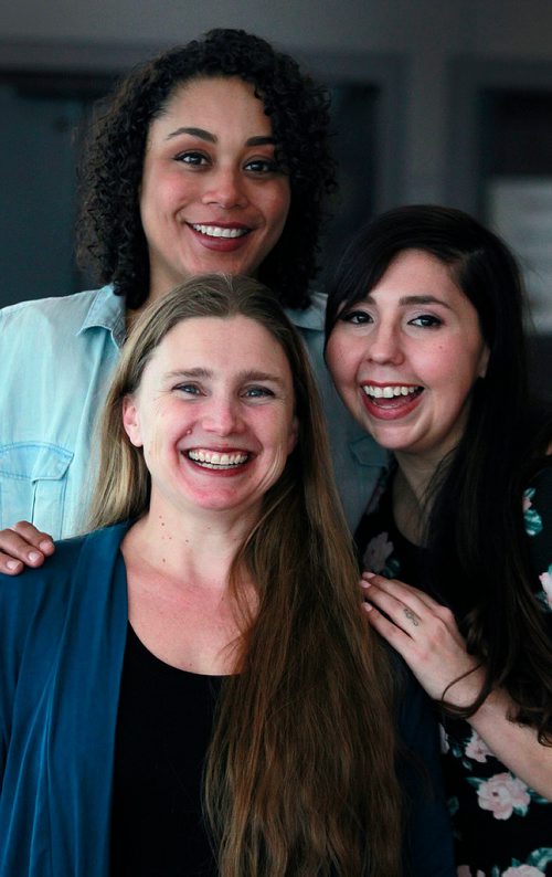 PHIL HOSSACK / WINNIPEG FREE PRESS - Playwrights left to right, Cherissa Richards, Carrie Costello and Frances Koncan pose Tuesday.  See story. - January 15, 2019