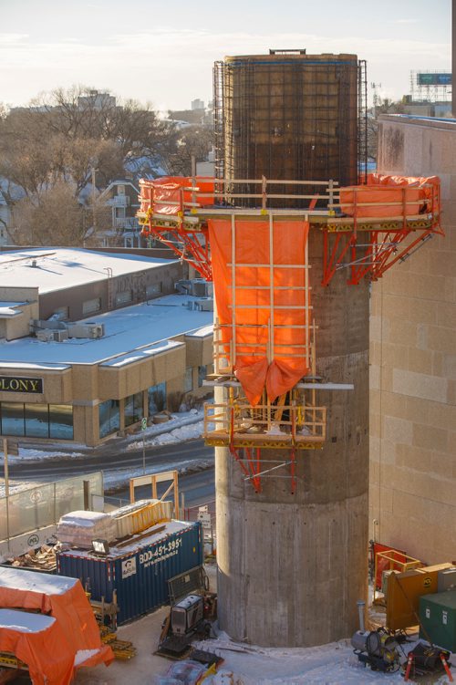 MIKE DEAL / WINNIPEG FREE PRESS
A view of the construction of the Inuit Art Centre from the roof of the Winnipeg Art Gallery Wednesday afternoon.
190116 - Wednesday, January 16, 2019.