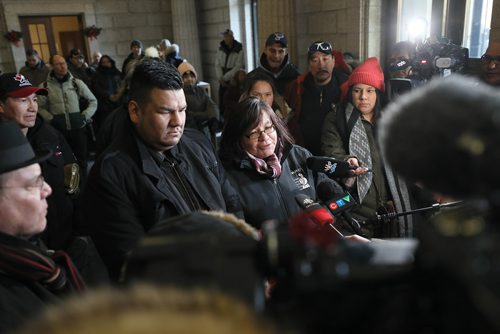 RUTH BONNEVILLE / WINNIPEG FREE PRESS

Local - Keeyask Rally


Local, Four northern Manitoba First Nations, who are part of the  Keeyask Hydroelectric Limited Partnership, hold public rally on issues related to Hydro development, at the Legislative Building Friday. 

Photo of Tataskweyak Cree Nation Chief, Doreen Spence, answering questions from the media with other northern First Nation leaders next to her inside the foyer after their rally outside the Legislative Building on Friday 

See Jessica Botelho-Urbanski story.

Jan 18th, 2019 
