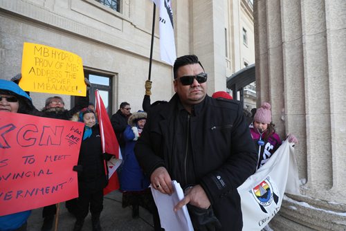 RUTH BONNEVILLE / WINNIPEG FREE PRESS

Local - Keeyask Rally


Local, Four northern Manitoba First Nations, who are part of the  Keeyask Hydroelectric Limited Partnership, hold public rally on issues related to Hydro development, at the Legislative Building Friday. 

Photo of York Factory First Nation Chief Leroy Constant, after speaking at the podium during rally outside the Legislative Building on Friday 

See Jessica Botelho-Urbanski story.

Jan 18th, 2019 

