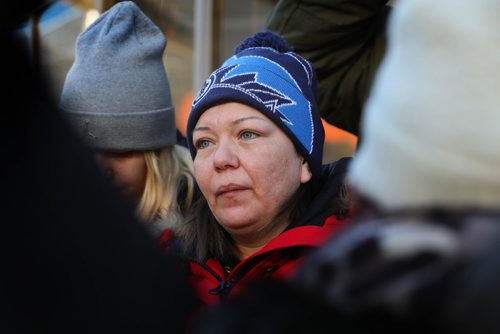 RUTH BONNEVILLE / WINNIPEG FREE PRESS

Jeanenne Fontaine's best friend, Melissa Stevenson, speaks on behalf of Fontaine's family members on how they all feel about the guilty verdict that was delivered to Fontaine's  accused killers, to the media outside the Law Courts Building, Saturday.

Fontaine's cousins were also in attendance.

Jan 19th, 2019 
