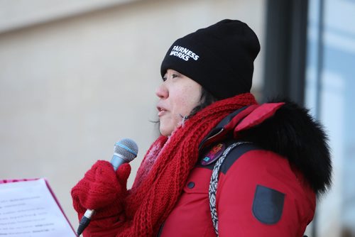 RUTH BONNEVILLE / WINNIPEG FREE PRESS

Vivienne Ho speaks to the audience  in support of Women's rights during the annual Women's Day March at the Legislative grounds Saturday. 

Jan 19th, 2019 
