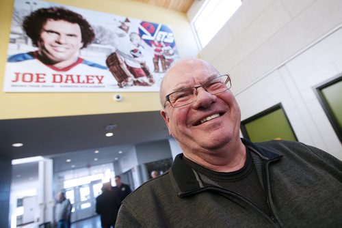JOHN WOODS / WINNIPEG FREE PRESS
Former Winnipeg Jet Joe Daley is photographed at a mural unveiling in his honour at the Bronx Community Centre in Winnipeg  Sunday, January 20, 2019.