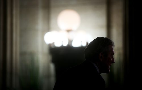 TREVOR HAGAN / WINNIPEG FREE PRESS
Premier Brian Pallister addresses media at the Manitoba Legislative Building, Monday, January 21, 2019.