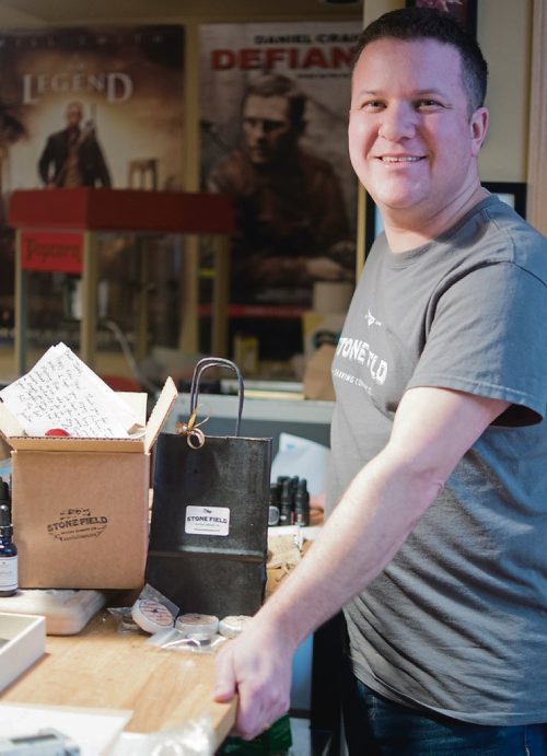 Canstar Community News Jan. 23, 2019 - Jonathan Steinfeld is the owner of Stone Field Shaving Company. Handcrafted Canadian products from the locally based e-commerce platform will be filling gift bags handed out at parties for celebrities ahead of the Academy Awards Ceremony in Los Angeles this February. Steinfeld works with local artisans to create one of a kind shave soaps, creams, and after shaves. Much like Hollywood, every soap has a story, Steinfeld says. (DANIELLE DA SILVA/SOUWESTER/CANSTAR)