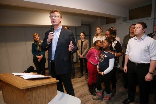 JOHN WOODS / WINNIPEG FREE PRESS
Manitoba MLA Andrew Swan speaks to supporters at Robert Steen Community Centre as he announces that he will be running for the federal NDP seat in Winnipeg Centre in the next federal election Monday, January 21, 2019.
