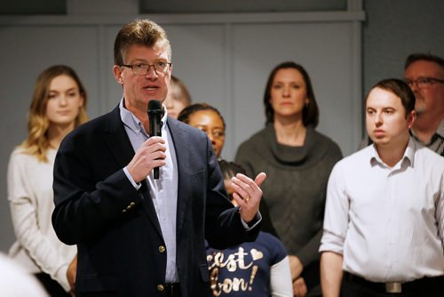 JOHN WOODS / WINNIPEG FREE PRESS
Manitoba MLA Andrew Swan speaks to supporters at Robert Steen Community Centre as he announces that he will be running for the federal NDP seat in Winnipeg Centre in the next federal election Monday, January 21, 2019.