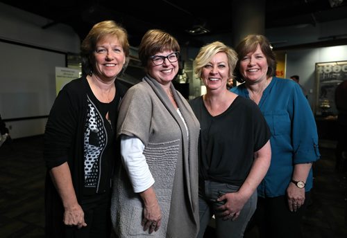 RUTH BONNEVILLE / WINNIPEG FREE PRESS

SPORTS - curling hall of fame

Group photo of the 1981 Canadian Junior Women's Championship Team, Lynne Fallis, Caroline Hunter, Karen Tresoor and Karen Fallis (left to right), who are  2019 team inductees into the Manitoba Curling Hall of Fame which was announced at press conference at Manitoba Sports Hall of Fame building, Tuesday 



See Mike McIntyre story. 

January 22nd, 2019
