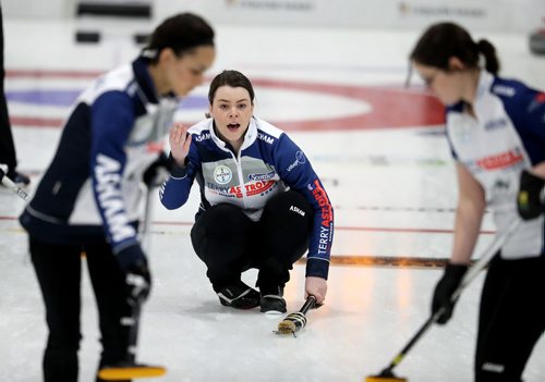 TREVOR HAGAN / WINNIPEG FREE PRESS
Skip, Laura Burtnyk, from the Assiniboine Memorial Curling Club at the Scotties in Gimli, Wednesday, January 23, 2019.