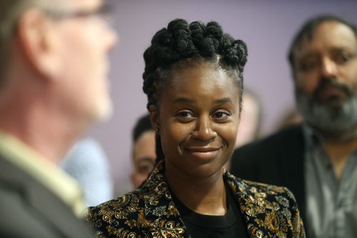 TREVOR HAGAN / WINNIPEG FREE PRESS
Uzoma Asagwara announces she will seek the provincial NDP nomination for Minto, Wednesday, January 23, 2019.