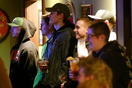 PHIL HOSSACK / WINNIPEG FREE PRESS - Patrons enjoy Comedy on stage at Wee Johnny's John Giannakis'  basement comedy club under his restaurant Johnny G's. See story. January 23, 2019
