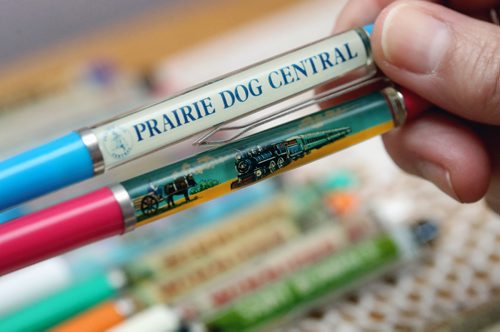 TREVOR HAGAN / WINNIPEG FREE PRESS
A pen from Prairie Dog Central with rowers in a canoe. Debbie Carriere owns one of the largest collections of floaty pens in the world, Thursday, January 24, 2019. for dave sanderson intersection