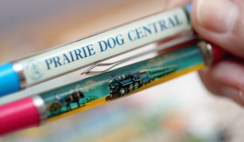 TREVOR HAGAN / WINNIPEG FREE PRESS
A pen from Prairie Dog Central with rowers in a canoe. Debbie Carriere owns one of the largest collections of floaty pens in the world, Thursday, January 24, 2019. for dave sanderson intersection