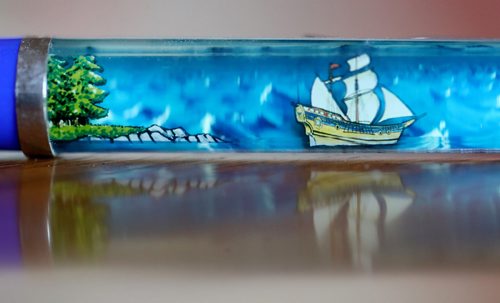 TREVOR HAGAN / WINNIPEG FREE PRESS
Nonsuch on a pen from the museum. Debbie Carriere owns one of the largest collections of floaty pens in the world, Thursday, January 24, 2019. for dave sanderson intersection